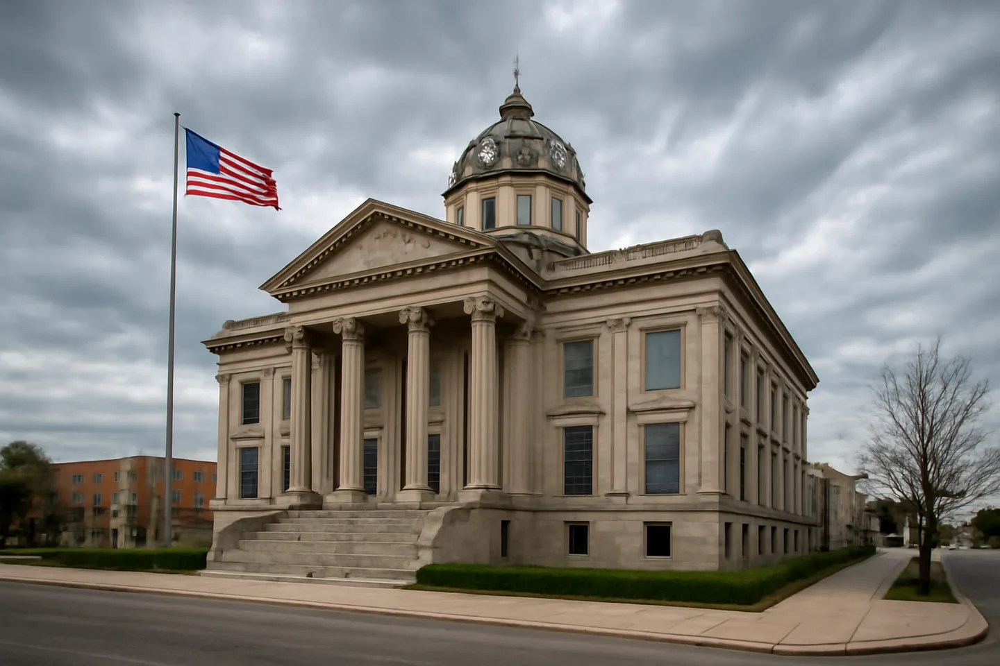 County courthouse exterior in a small town