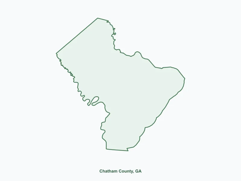 Map of Chatham County, GA showing major cities