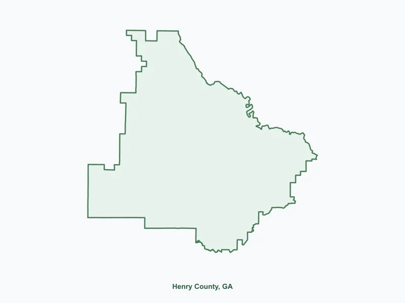 Map of Henry County, GA showing major cities