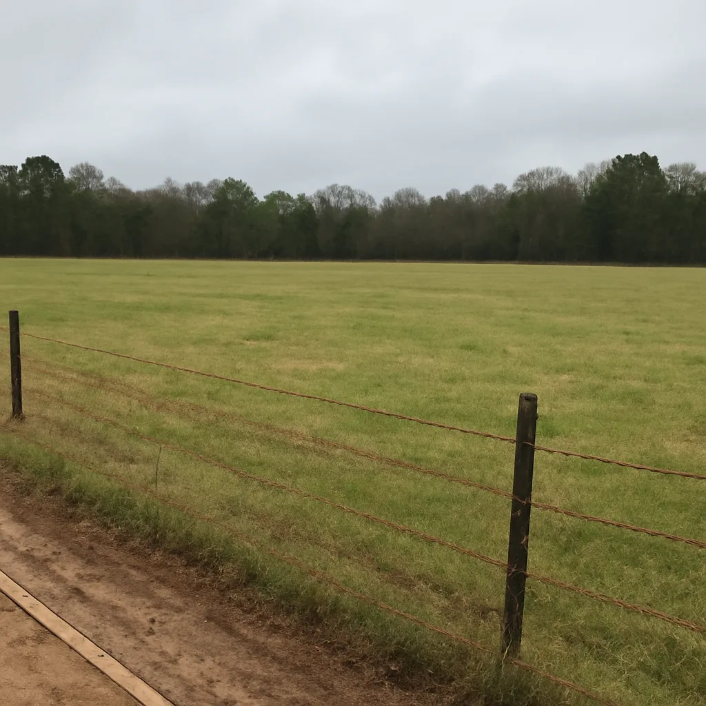 Rural acreage with open grassland and conifer forest in Atlanta, Georgia