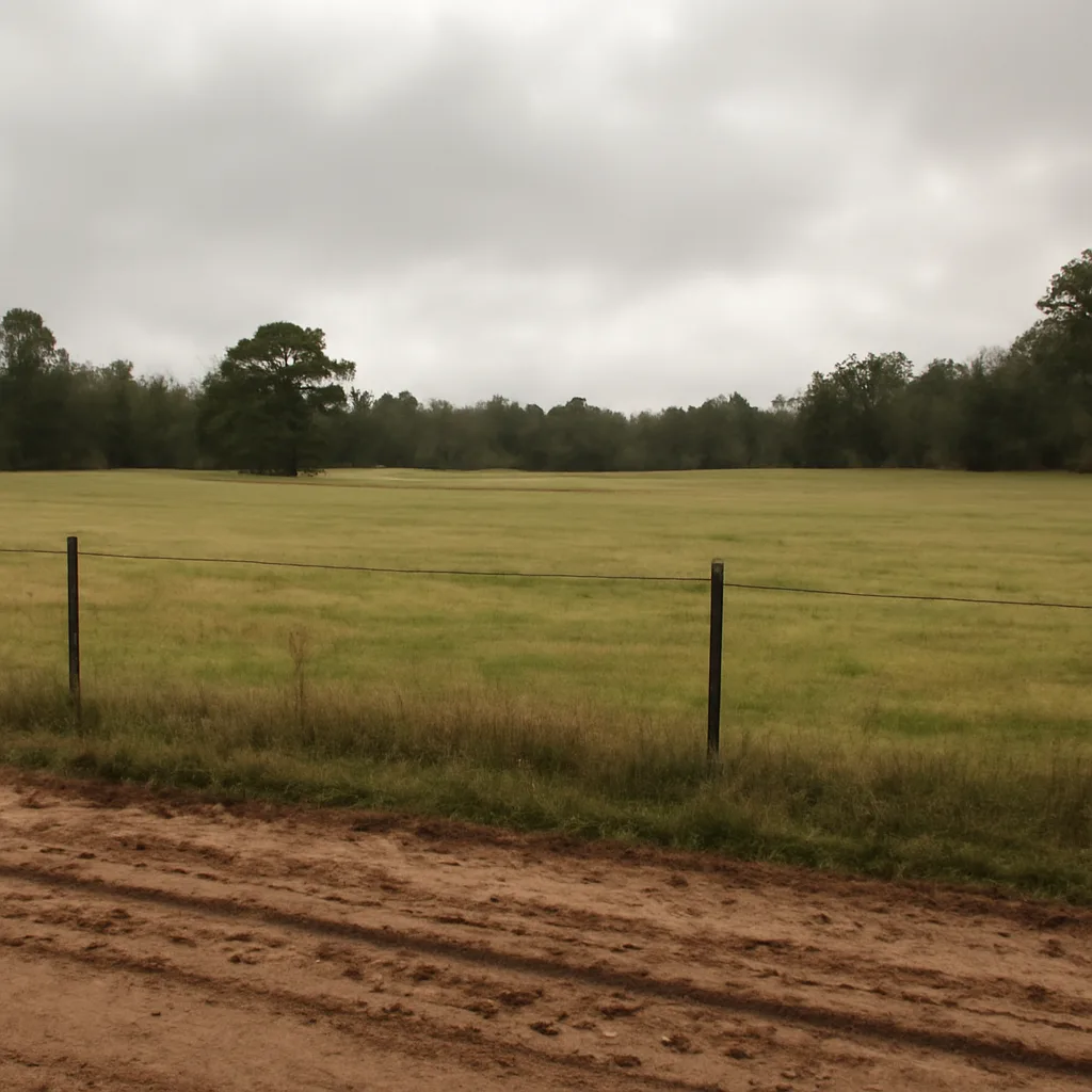Rural acreage with open grassland and conifer forest in Chatham County, Georgia