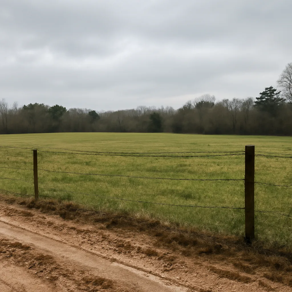 Rural acreage with open grassland and conifer forest in Cobb County, Georgia