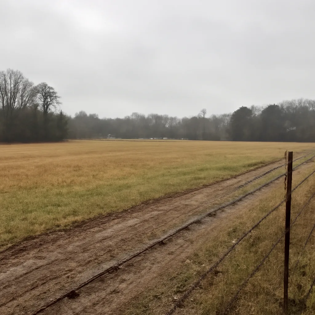 Rural acreage with open grassland and conifer forest in DeKalb County, Georgia